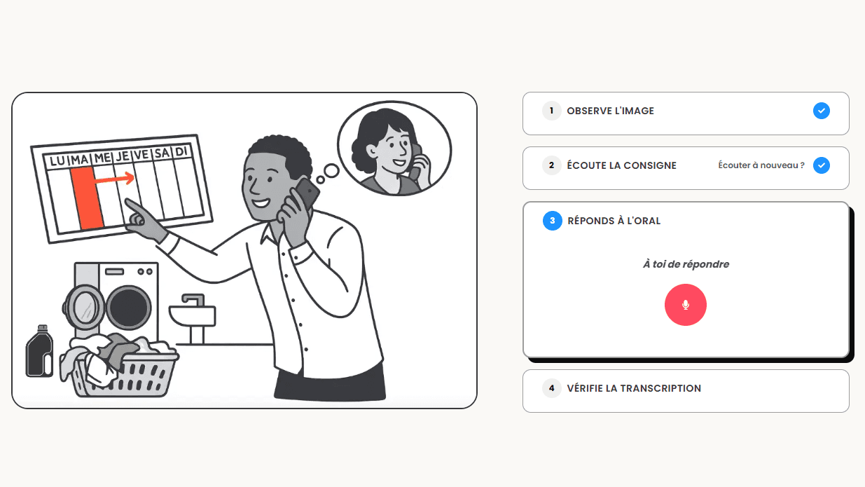 Capture de l'épreuve de production orale